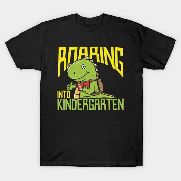 Roaring into Kindergarten Dinosaur T-Shirt by savariya